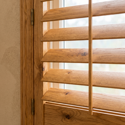 Houten shutters naturel, close-up
